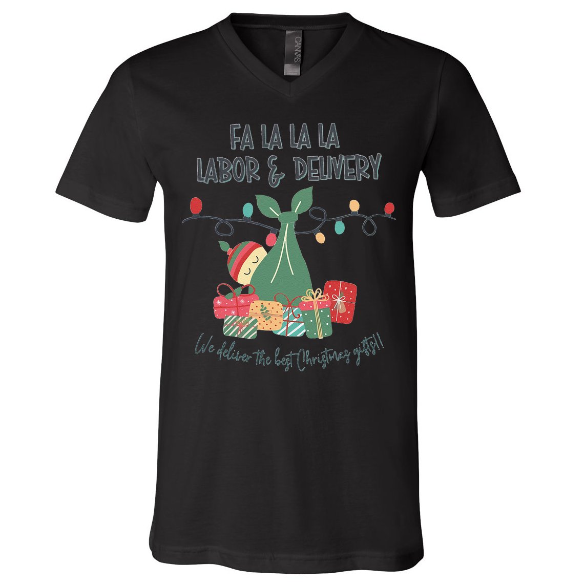 We Deliver The Best Presents Labor And Delivery Rn Christmas V-Neck T-Shirt