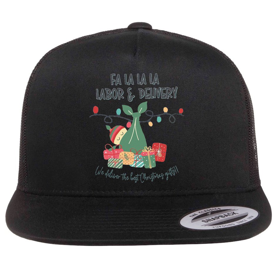 We Deliver The Best Presents Labor And Delivery Rn Christmas Flat Bill Trucker Hat