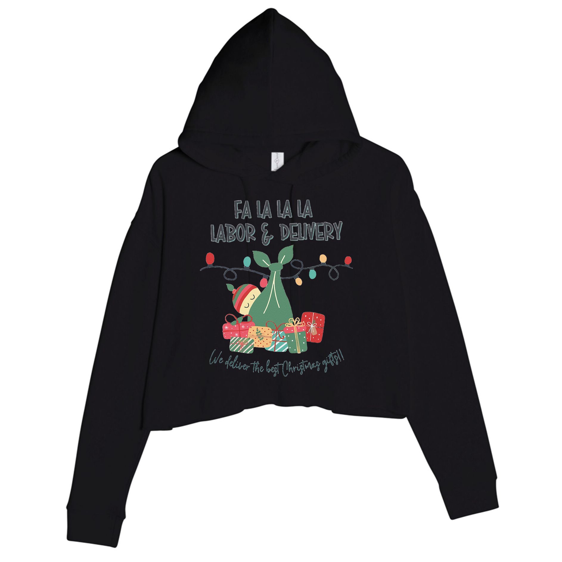 We Deliver The Best Presents Labor And Delivery Rn Christmas Crop Fleece Hoodie