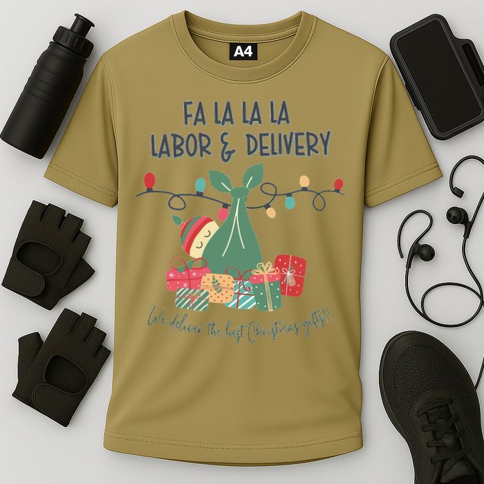We Deliver The Best Presents Labor And Delivery Rn Christmas Cooling Performance Crew T-Shirt