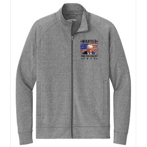 Wanted Donald Trump For President 2024 Trump Mug Shot Flag Stretch Full-Zip Cadet Jacket