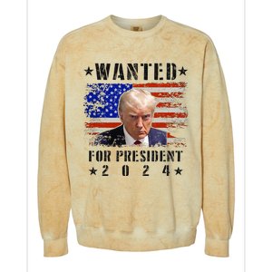 Wanted Donald Trump For President 2024 Trump Mug Shot Flag Colorblast Crewneck Sweatshirt