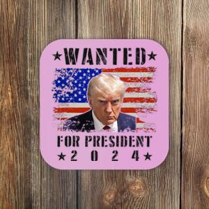 Wanted Donald Trump For President 2024 Trump Mug Shot Flag Coaster