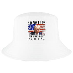 Wanted Donald Trump For President 2024 Trump Mug Shot Flag Cool Comfort Performance Bucket Hat