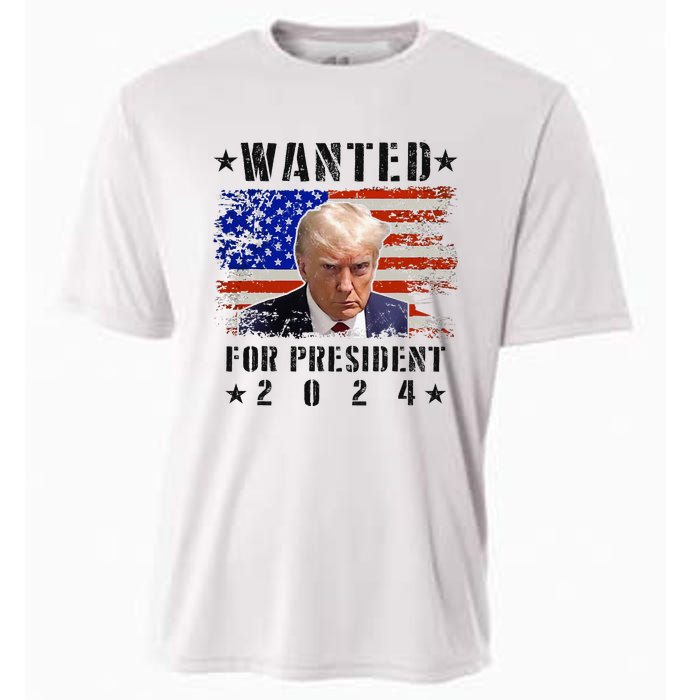 Wanted Donald Trump For President 2024 Trump Mug Shot Flag Cooling Performance Crew T-Shirt