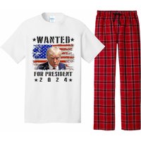 Wanted Donald Trump For President 2024 Trump Mug Shot Flag Pajama Set