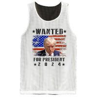 Wanted Donald Trump For President 2024 Trump Mug Shot Flag Mesh Reversible Basketball Jersey Tank