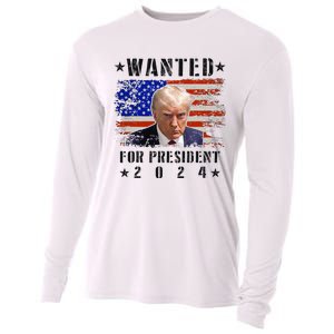 Wanted Donald Trump For President 2024 Trump Mug Shot Flag Cooling Performance Long Sleeve Crew