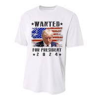 Wanted Donald Trump For President 2024 Trump Mug Shot Flag Performance Sprint T-Shirt