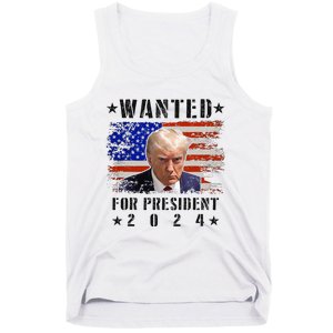 Wanted Donald Trump For President 2024 Trump Mug Shot Flag Tank Top