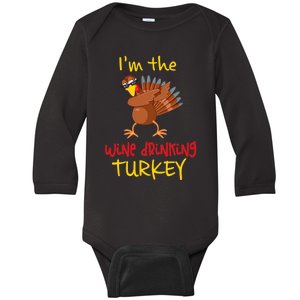 Wine Drinking Turkey Matching Family Thanksgiving Party Baby Long Sleeve Bodysuit