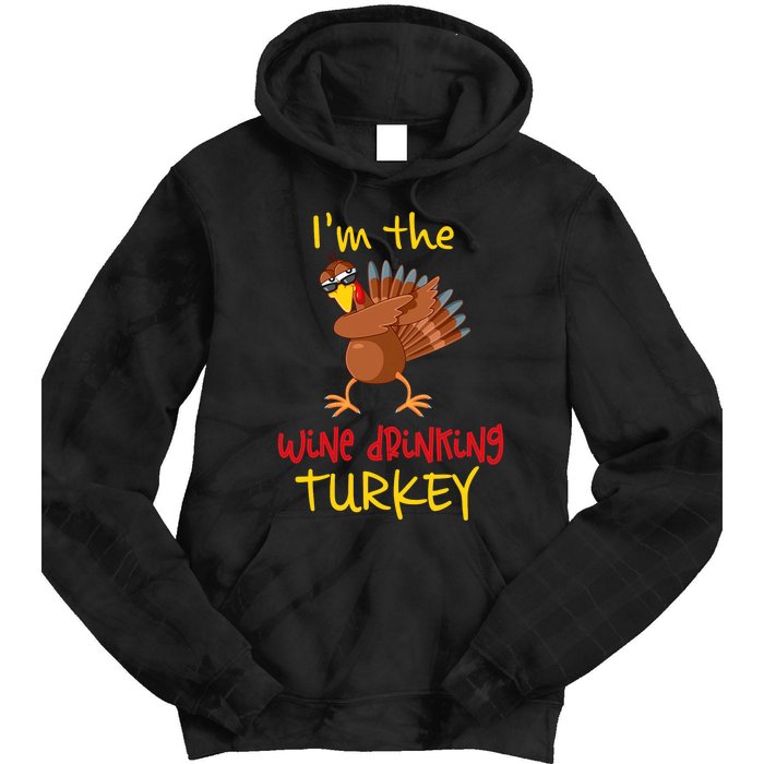 Wine Drinking Turkey Matching Family Thanksgiving Party Tie Dye Hoodie