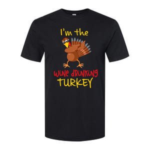 Wine Drinking Turkey Matching Family Thanksgiving Party Softstyle CVC T-Shirt