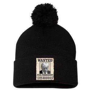 Wanted Donald Trump 2024 For President Never Surrender Pom Pom 12in Knit Beanie