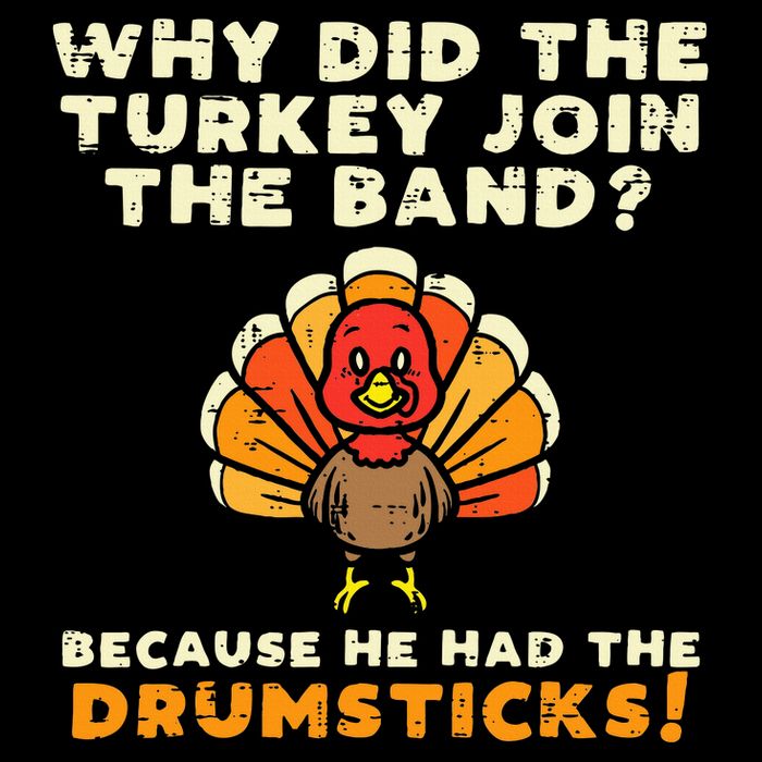 Why Did The Turkey Join Band Drumsticks Funny Thanksgiving Sustainable Beanie