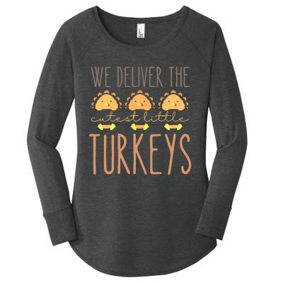 We Deliver The Cutest Little Turkeys L'D Nurse Thanksgiving Women's Perfect Tri Tunic Long Sleeve Shirt