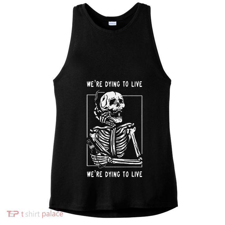 WeRe Dying To Live Damaged Society Strangers Ladies PosiCharge Tri-Blend Wicking Tank