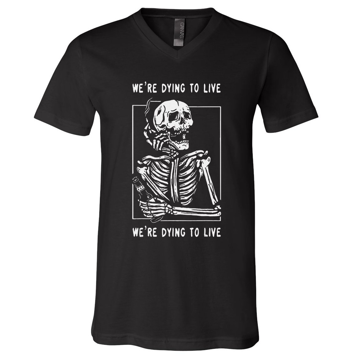 WeRe Dying To Live Damaged Society Strangers V-Neck T-Shirt