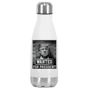 Wanted Donald Trump For President 2024 Trump Mug Shot Stainless Steel Insulated Water Bottle