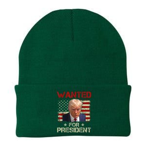 Wanted Donald Trump For President 2024 USA Flag Knit Cap Winter Beanie