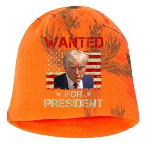 Wanted Donald Trump For President 2024 USA Flag Kati - Camo Knit Beanie