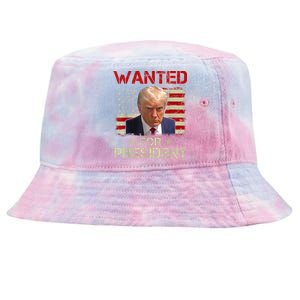 Wanted Donald Trump For President 2024 USA Flag Tie-Dyed Bucket Hat