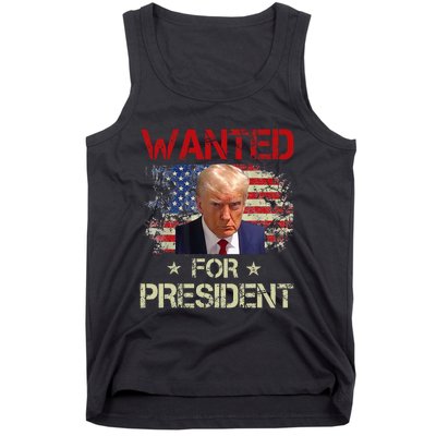 Wanted Donald Trump For President 2024 Usa Flag Vintage Tank Top