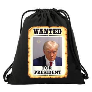 Wanted Donald Trump For President 2024 Drawstring Bag