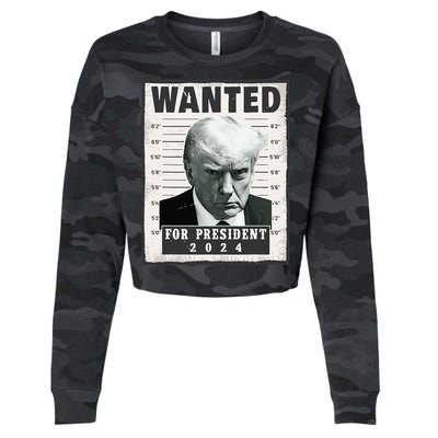 Wanted Donald Trump For President 2024 Trump Mug Shot Cropped Pullover Crew