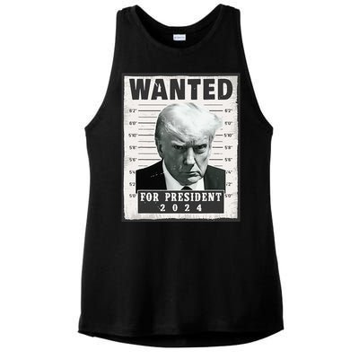 Wanted Donald Trump For President 2024 Trump Mug Shot Ladies PosiCharge Tri-Blend Wicking Tank