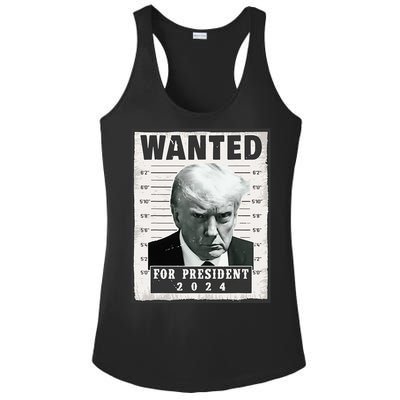 Wanted Donald Trump For President 2024 Trump Mug Shot Ladies PosiCharge Competitor Racerback Tank