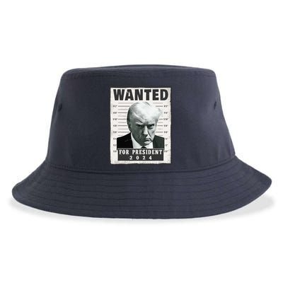 Wanted Donald Trump For President 2024 Trump Mug Shot Sustainable Bucket Hat