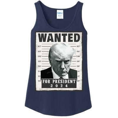 Wanted Donald Trump For President 2024 Trump Mug Shot Ladies Essential Tank