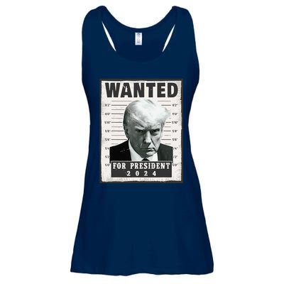 Wanted Donald Trump For President 2024 Trump Mug Shot Ladies Essential Flowy Tank