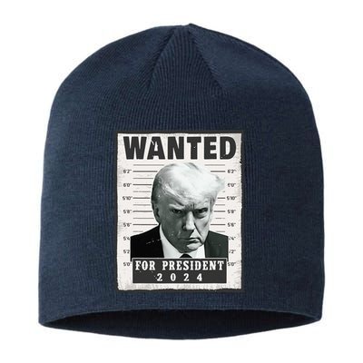 Wanted Donald Trump For President 2024 Trump Mug Shot Sustainable Beanie