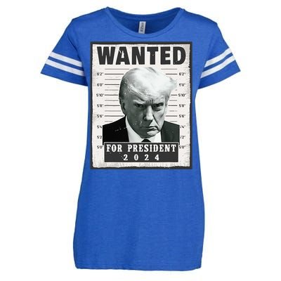 Wanted Donald Trump For President 2024 Trump Mug Shot Enza Ladies Jersey Football T-Shirt