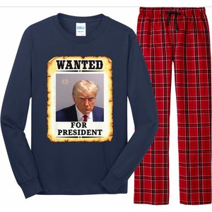 Wanted Donald Trump For President 2024 Long Sleeve Pajama Set