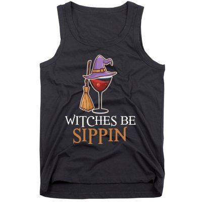 Wine Drinking Team Wo Halloween Witches Be Sippin Tank Top