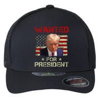 Wanted Donald Trump For President 2024 USA Flag Vintage Flexfit Unipanel Trucker Cap