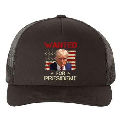 Wanted Donald Trump For President 2024 USA Flag Vintage Yupoong Adult 5-Panel Trucker Hat