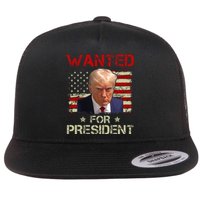 Wanted Donald Trump For President 2024 USA Flag Vintage Flat Bill Trucker Hat