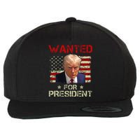 Wanted Donald Trump For President 2024 USA Flag Vintage Wool Snapback Cap