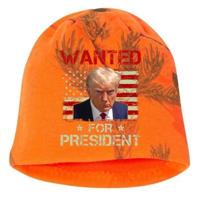 Wanted Donald Trump For President 2024 USA Flag Vintage Kati - Camo Knit Beanie