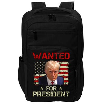 Wanted Donald Trump For President 2024 USA Flag Vintage Impact Tech Backpack