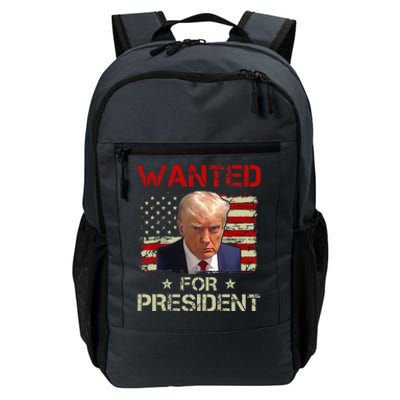 Wanted Donald Trump For President 2024 USA Flag Vintage Daily Commute Backpack