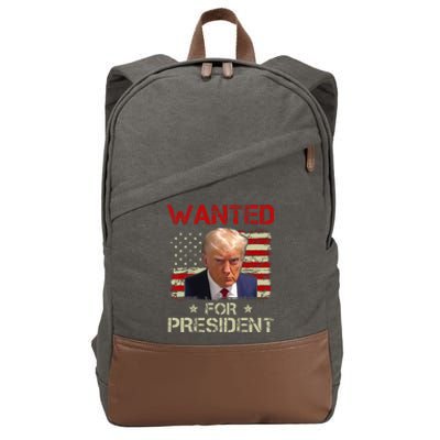 Wanted Donald Trump For President 2024 USA Flag Vintage Cotton Canvas Backpack