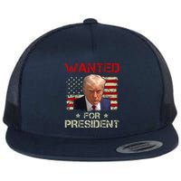 Wanted Donald Trump For President 2024 USA Flag Vintage Flat Bill Trucker Hat