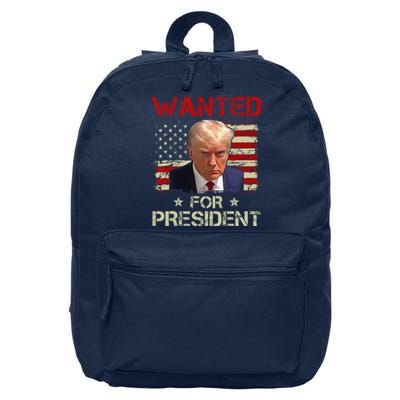 Wanted Donald Trump For President 2024 USA Flag Vintage 16 in Basic Backpack