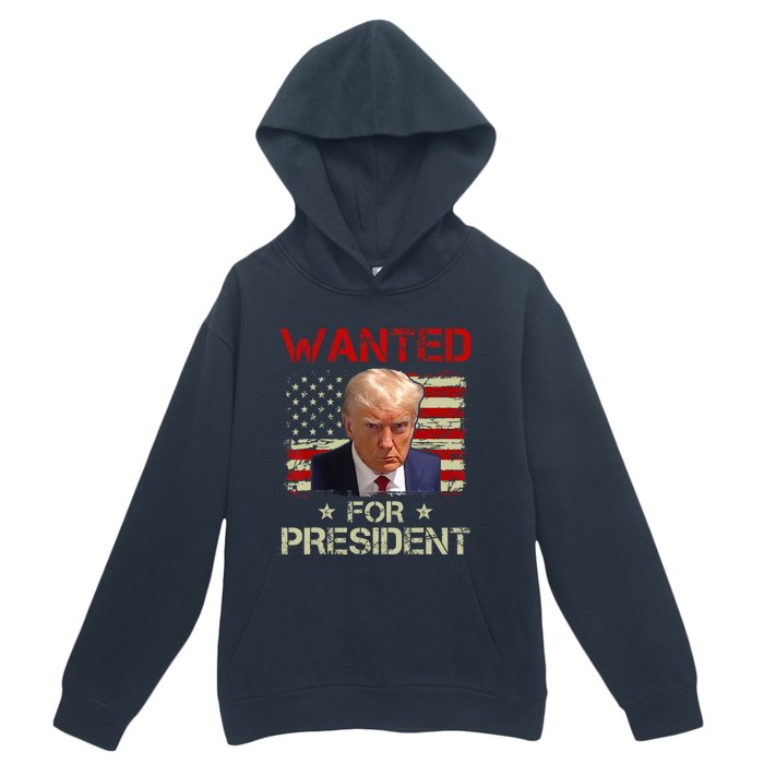 Wanted Donald Trump For President 2024 USA Flag Vintage Urban Pullover Hoodie