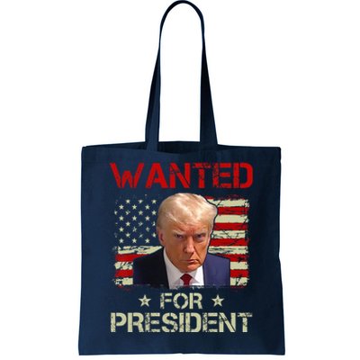 Wanted Donald Trump For President 2024 USA Flag Vintage Tote Bag